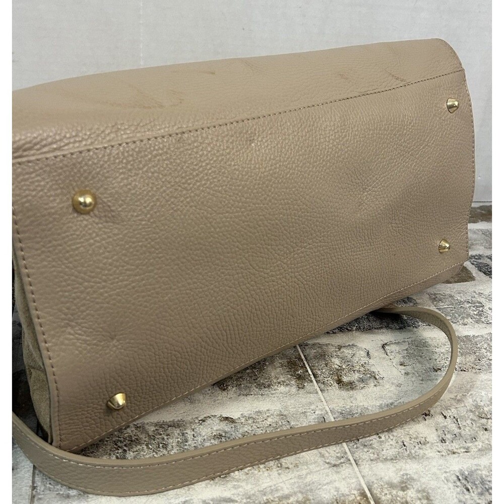 Anna Paola Riva Bag Taupe Leather Viral Commuter Satchel Purse Hand Shoulder - Picture 5 of 13